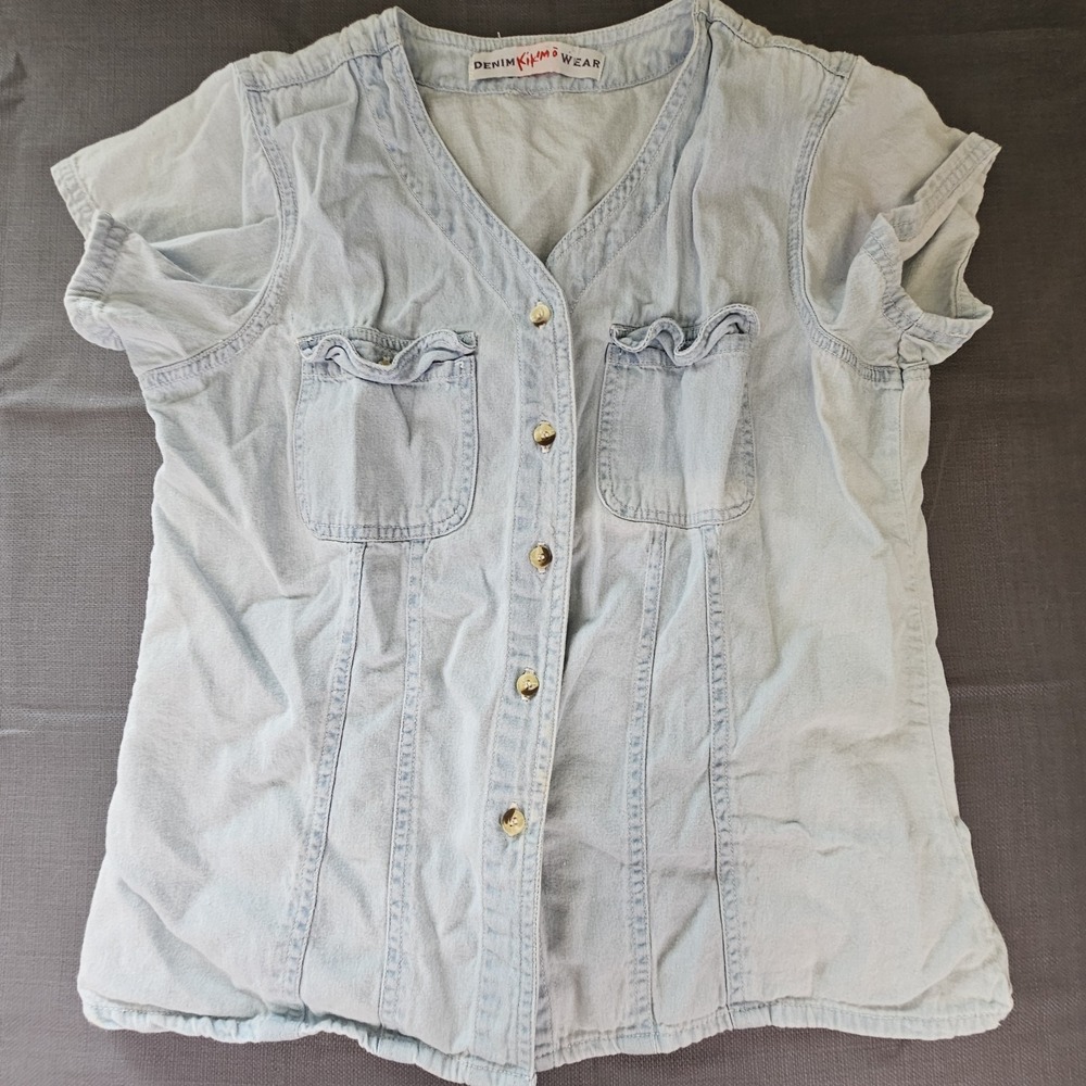 kikomo denim wear blue button down top Size‎ Small